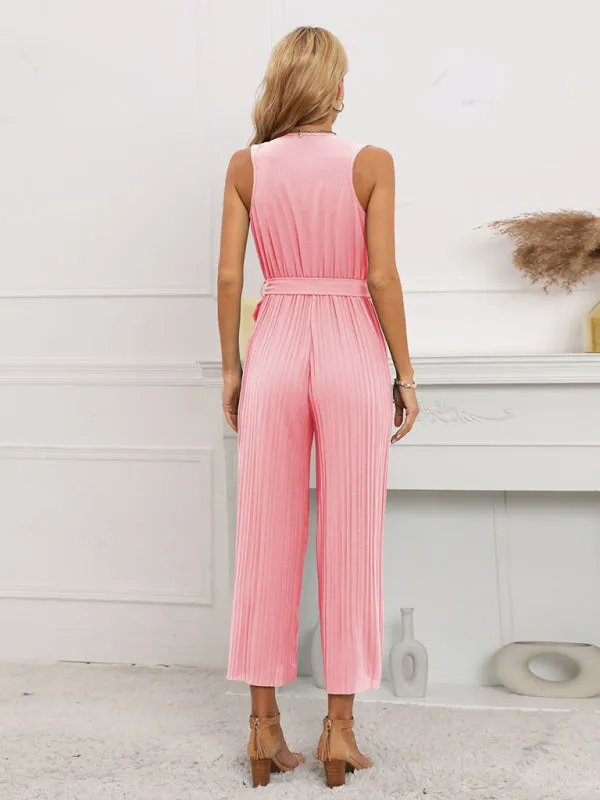 Women's Ruffle Rim Tie Waist Jumpsuit