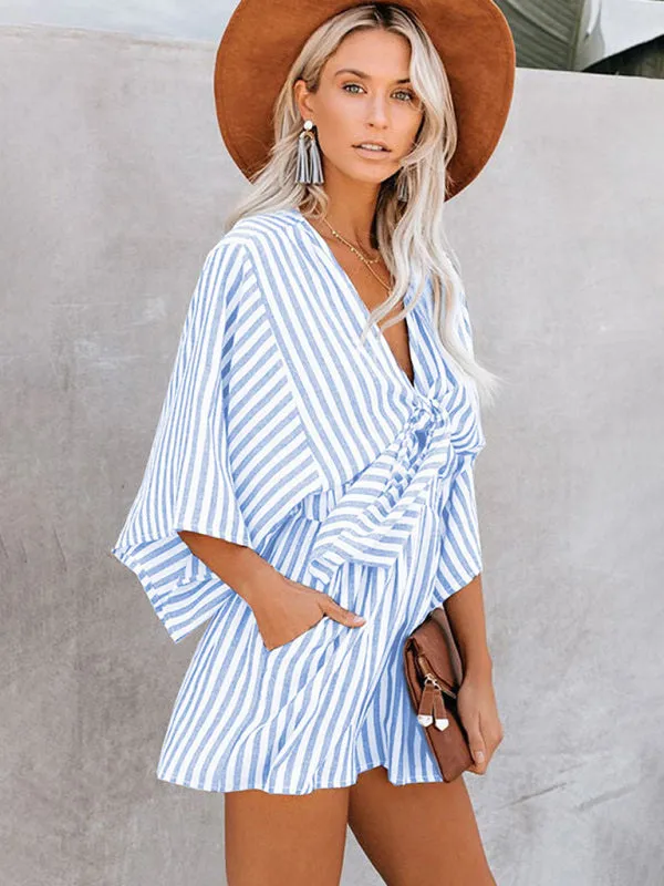 Women's Striped Summer Short Romper