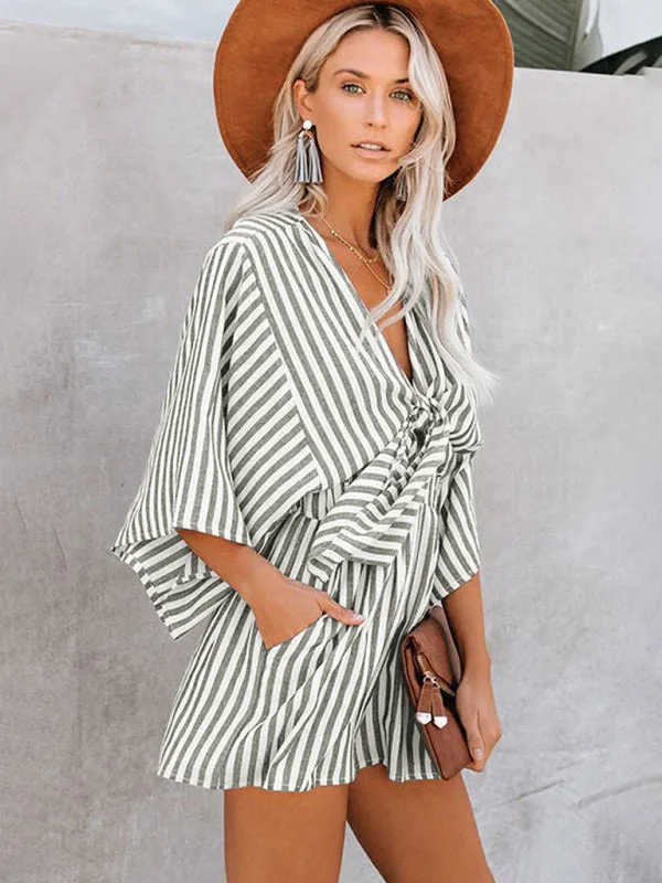 Women's Striped Summer Short Romper