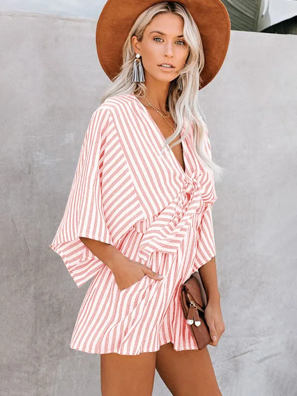 Women's Striped Summer Short Romper