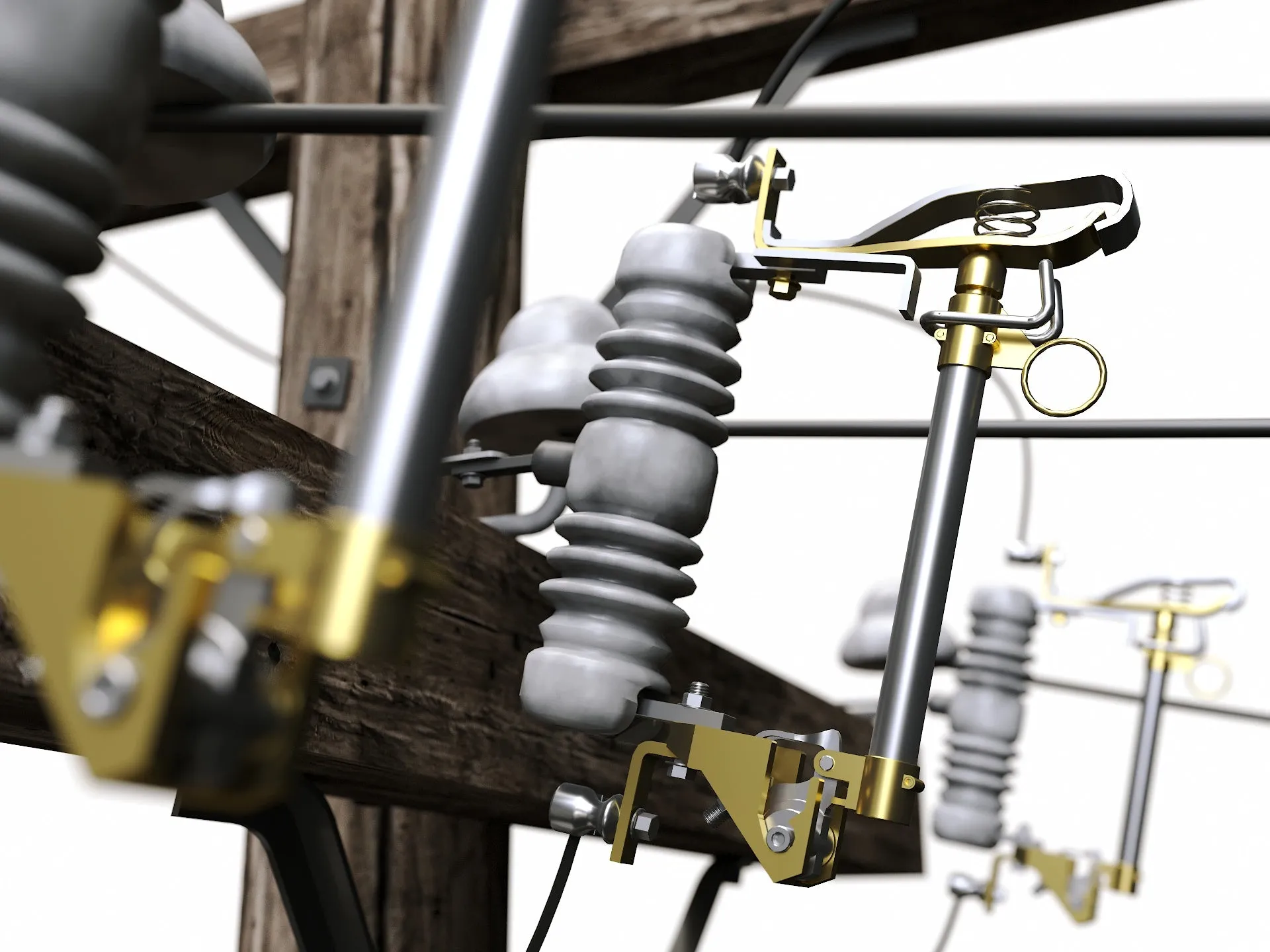 Wooden Electric Poles Set