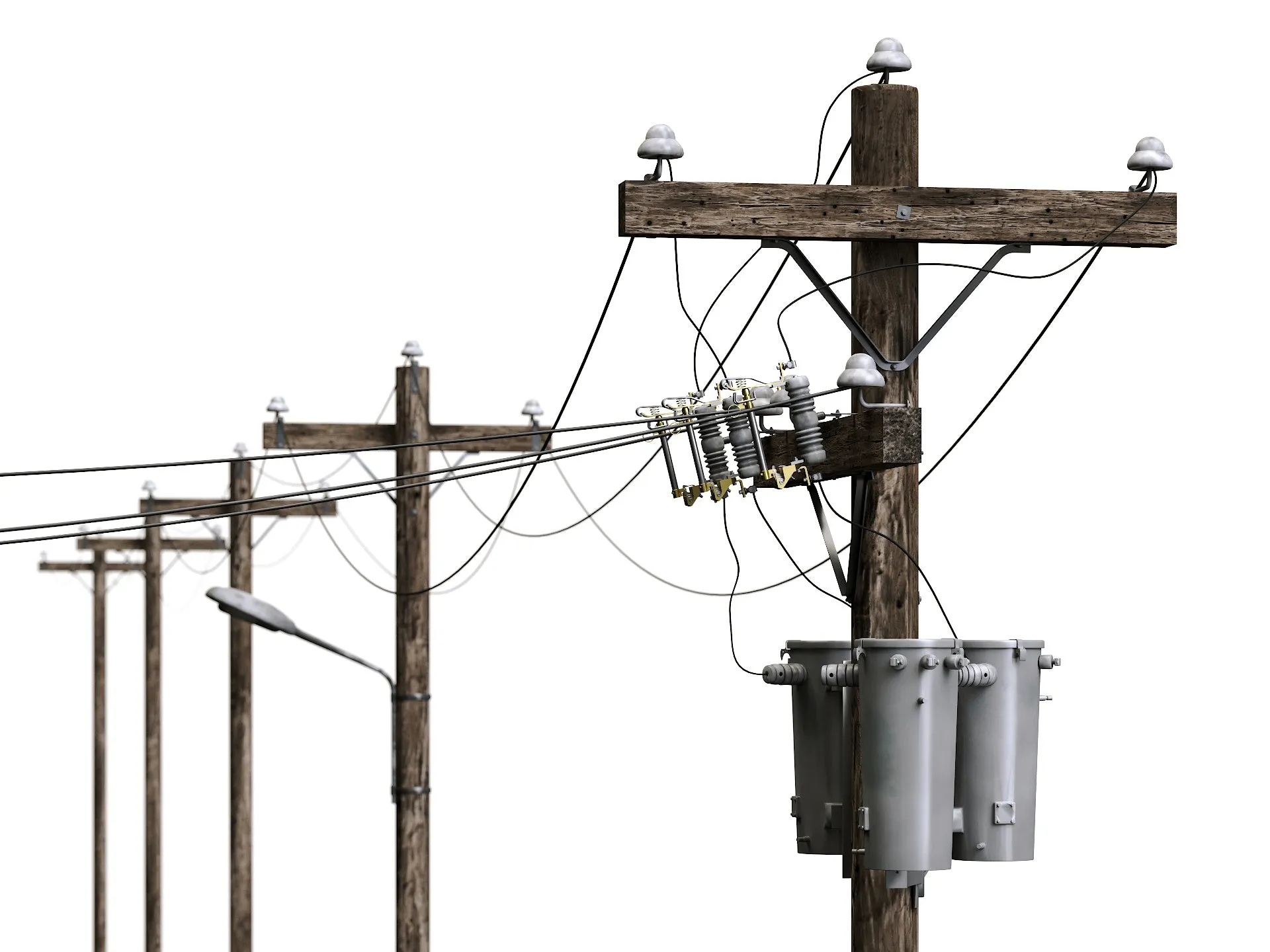 Wooden Electric Poles Set