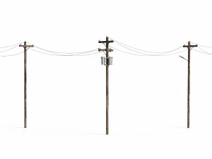 Wooden Electric Poles Set