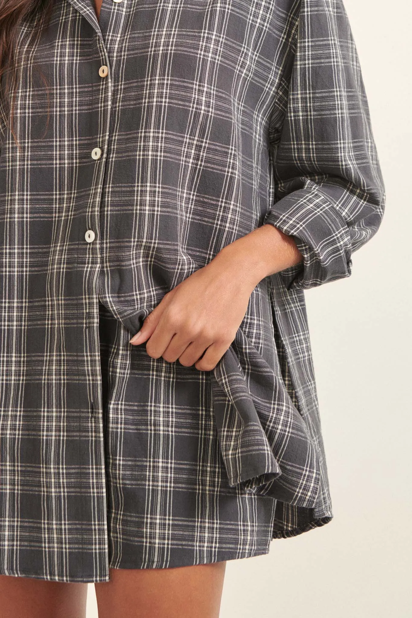 Work From Home Plaid Button-Up Shirt Romper