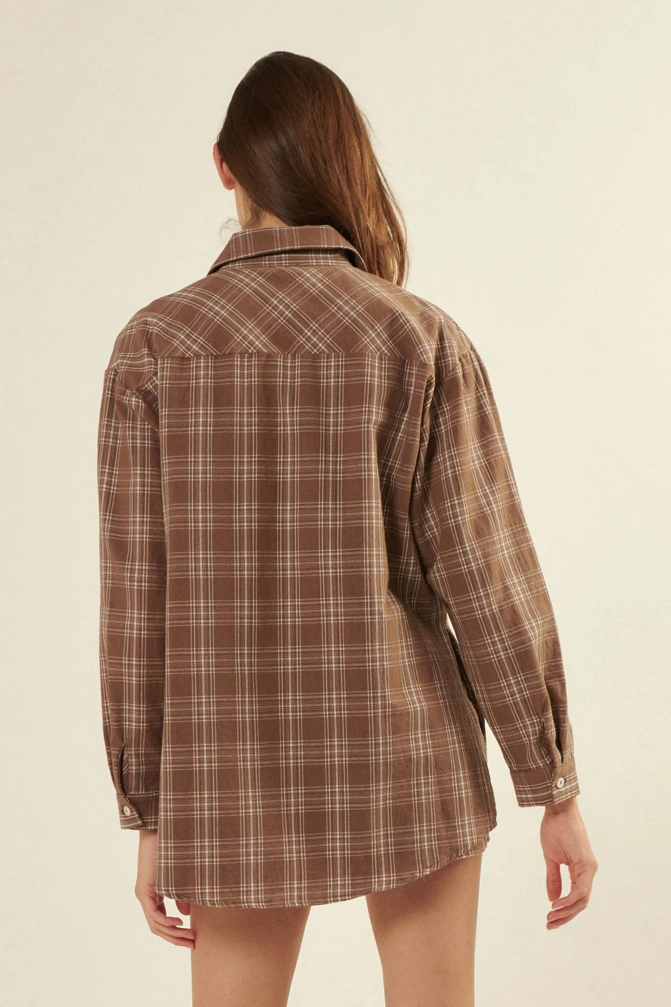 Work From Home Plaid Button-Up Shirt Romper