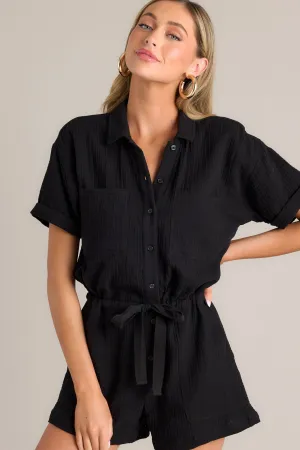 Z Supply Lookout Black Gauze Romper